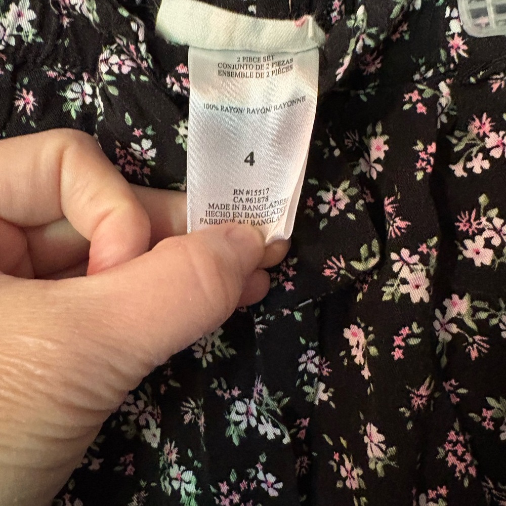 LEMON KISS BRAND Floral Black and White Button-Up Kids SZ-4T Outfit. - Picture 7 of 9
